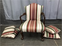 STRIPED UPHOLSTERED ARM CHAIR