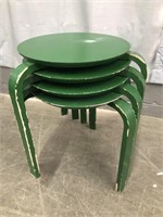 4  GREEN WOOD PATIO SIDE TABLES