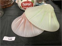 Two Depression Glass Lamp Shades.