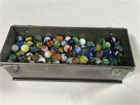 VINTAGE MARBLE LOT IN TIN CONTAINER