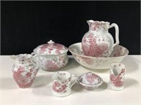 7 PIECE FLORAL WASH BOWL SET