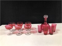 11 PIECE CRANBERRY GLASS