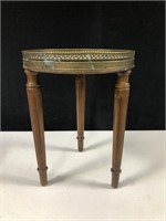 MARBLE TOP WOOD PLANT STAND