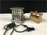 ANTIQUE SIDE TOASTER AND BUTTER PRESS