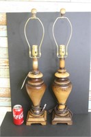 Pair of "Wood Look" Ceramic Lamps