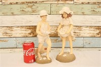 Two 12" Playing Children Statues by Pottery Barn