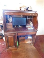 Roll top desk and contents