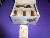 BOX OF NEW POTTERY ONION SOUP CROCKS & CHEESE SHKR