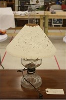 Electrified Oil Lamp w/ Punch Design Lamp Shade