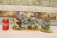 Set of 3 Bird & Flower Figurines