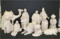Vintage White Ceramic Nativity Figurine Set