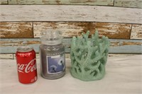 New Candle w/ Coral Candle Holder