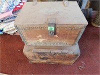 2-antique wood boxes