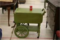 Green Painted Drop Leaf Tea Cart ~ 28" x 20" x 28"
