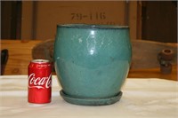 Glazed Terra Cotta Pot & Sauer ~ 8 1/2" Tall