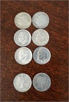 (6) Roosevelt Silver Dimes (1950s - 1964),