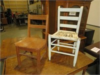 PAIR OF PAINTED & OAK COUNTRY CHAIRS