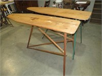 2 ANTIQUE WOOD IRONING BOARDS 1 WOOD FRAME 1 METAL