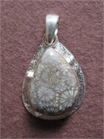 LADIES STAMPED 925 FOSSIL CORAL PENDANT