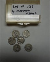 Mercury Dimes, 6 coins