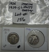 1926 & 1929-S Standing Liberty, 2 coins