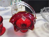 10 1/2" Viking Red Glass Basket