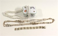 Faux Pearl Necklaces, Bracelet, Limoges Trinket