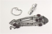 Costume Silver Tone Necklace, Watch & Braclet