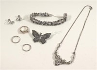 Sherman Earrings, Rhinestone Braclet & Necklace
