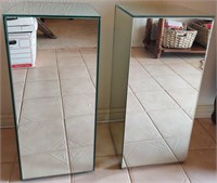 818 - PAIR OF MIRRORED PLANT STANDS 10" HIGH