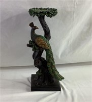 15" resin peacock candle holder