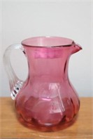 Cranberry glass fluted pitcher with pontil 3 3/4"