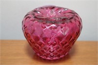 Cranberry glass fluted apple paper with pontil