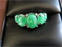 LADIES STAMPED 925 GREEN FIRE OPAL RING SIZE 6.25