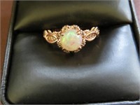 LADIES STAMPED 925 ROSE GOLD OPAL RING SIZE 4.75