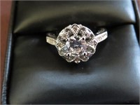 LADIES STAMPED 925 WHITE SAPPHIRE RING SIZE 5.5