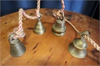 String of 4 brass bells 2 3/4" bells