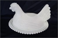 Antique hen on nest candle wick 7wx5"h