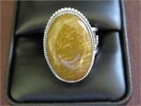 LADIES STAMPED 925 PICTURE JASPER RING SIZE 8