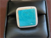LADIES STAMPED 925 TURQUOISE RING SIZE 7