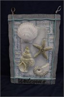 Modern Welcome sea shell plaster plaque