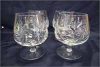 Lot of 4 pinwheel crystal brandy glasses 4.5"