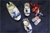 Collection of Delft shoes plus 1 3/4" to 4 3/4"