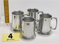 (4) Glass Bottom Tankards / Mugs