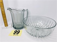 Glass Pitcher & Bowl