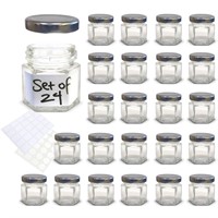 1.5 oz Hexagon Mini Glass Jars with Silver Lids