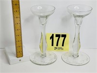 (2) Glass Candle Holders