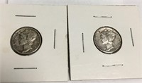2 Silver Mercury Dimes, 1941 & 1943