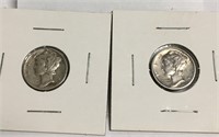 2 Silver Mercury Dimes, 1944 & 1945