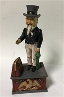 Painted Cast Iron Mechanical Uncle Sam Bank